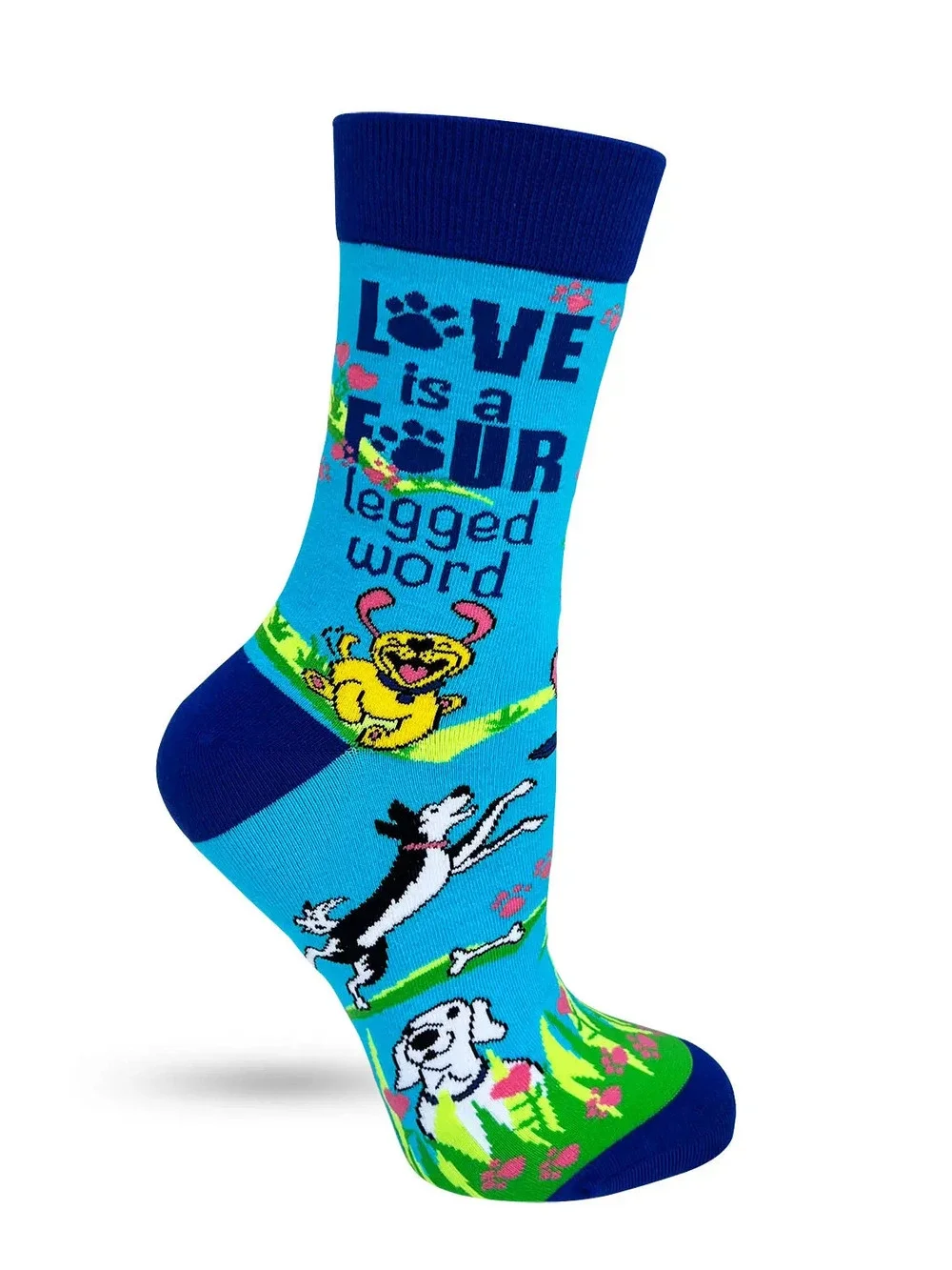 FD3 | Fabdaz Women's Novelty Crew Socks | Love Four Legged Word | Size 5-10